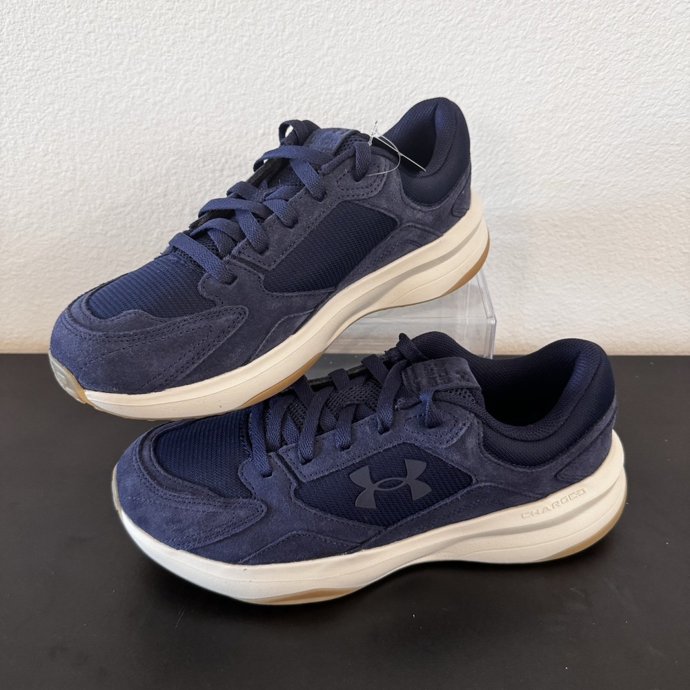 Under Armour Men Edge Suede Midnight Navy Casual Shoes 8.5 3027731-411 NWB